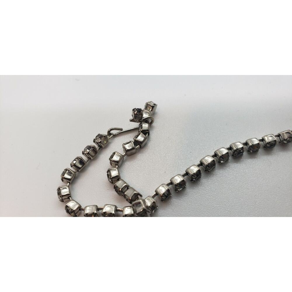 Vintage Necklace Rhinestone Double Swoop Scallop Collar Art Deco 1940s Bib - Picture 7 of 7